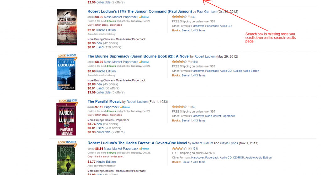 Amazon Search Box Missing