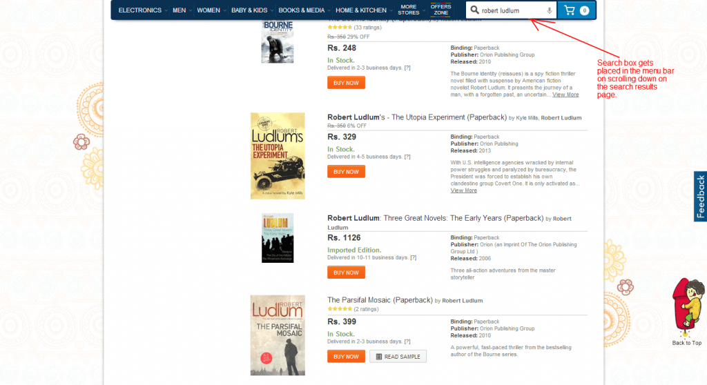 Flipkart Innovative Search Box Design