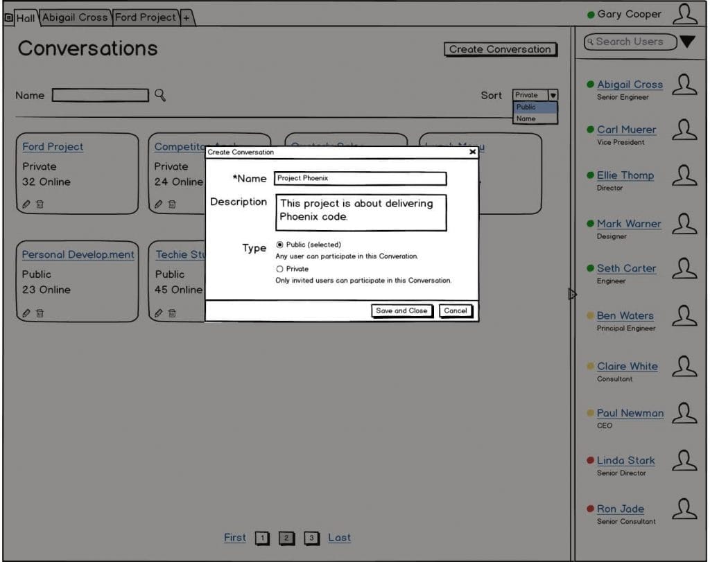 Create Conversation Dialog