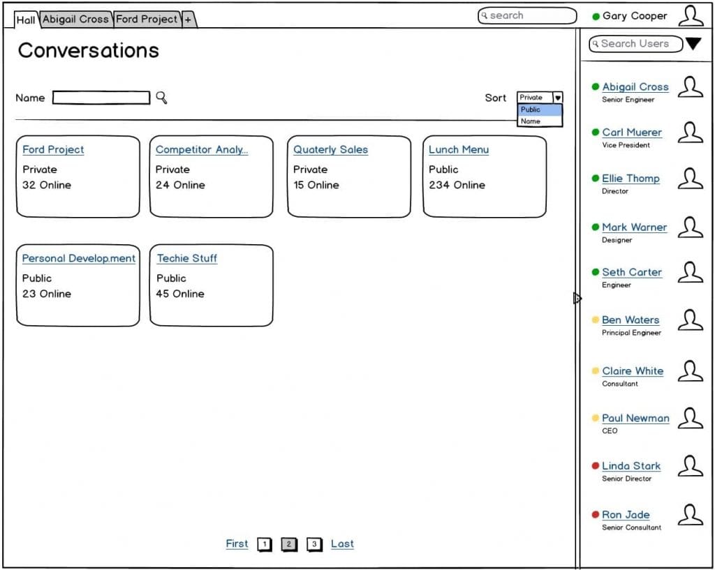 Kandan Conversations Tab with Cards