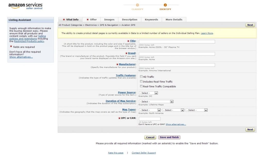 Amazon Add a Product