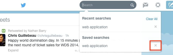 Delete Saved Search on Twitter