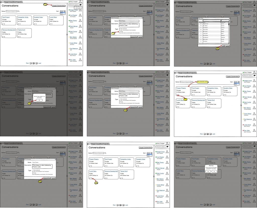 Kandan Create Edit Delete Conversation Wireframe