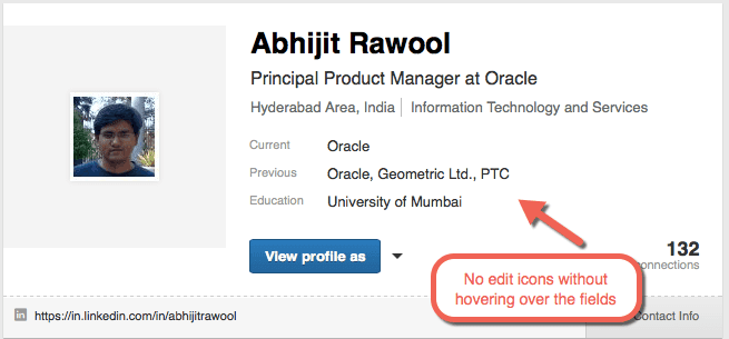 Linkedin Non-Edit Mode